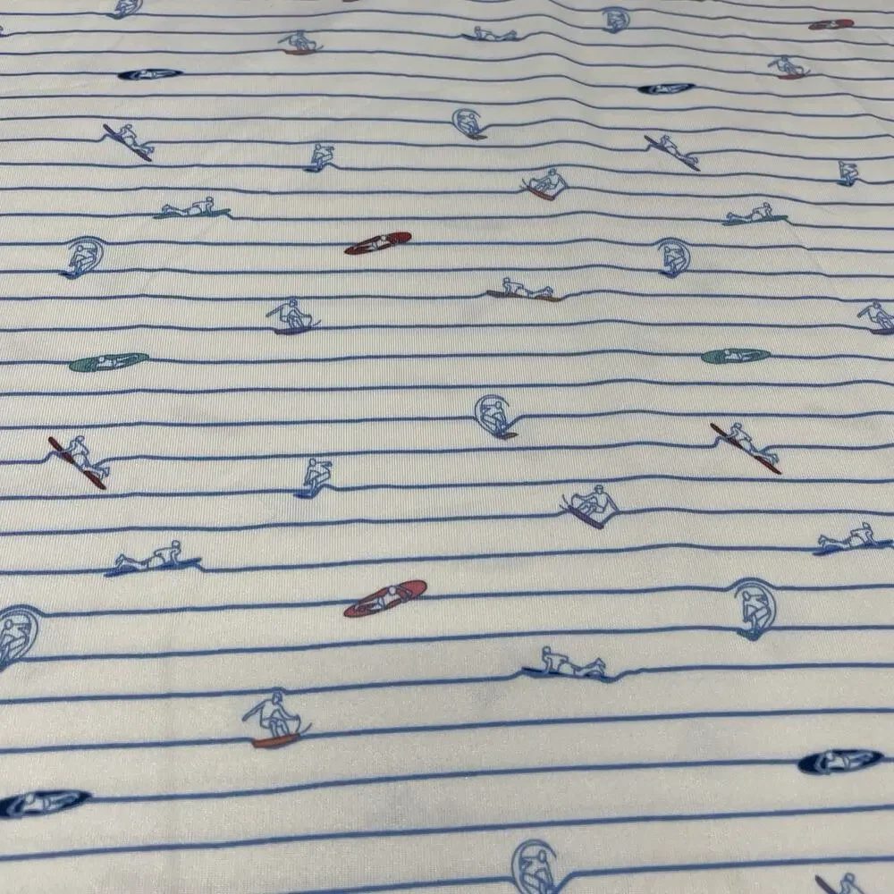 Johnnie-O Polo Shirt Men’s Large White Surfboard Print Golf Stretch Glacier Club - Picture 2 of 7
